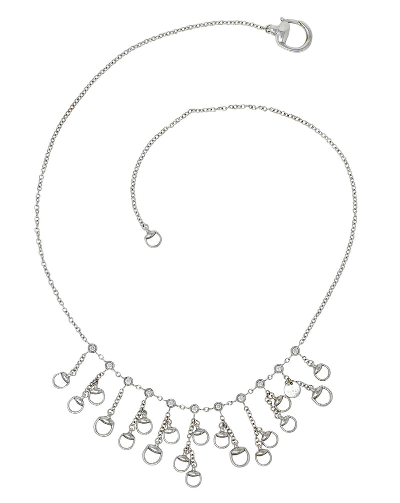 Gucci Diamond 18 Karat White Gold Horsebit Fringe NecklaceNecklace - Wilson's Estate Jewelry
