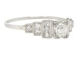 Art Deco 0.58 CTW Old European Diamond Platinum Stepped Engagement Ring Wilson's Estate Jewelry