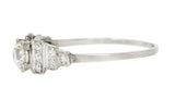 Art Deco 0.58 CTW Old European Diamond Platinum Stepped Engagement Ring Wilson's Estate Jewelry