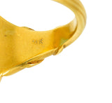 Art Nouveau Turquoise Diamond Enamel Platinum-Topped 14 Karat Gold Navette RingRing - Wilson's Estate Jewelry