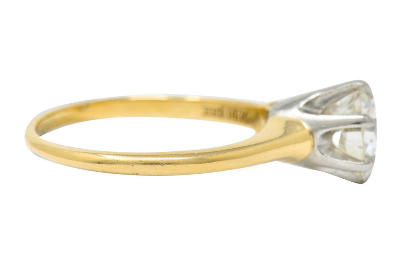 J.E. Caldwell 1.19 CTW Diamond 14 Karat Two-Tone Solitaire Engagement Ring GIARing - Wilson's Estate Jewelry
