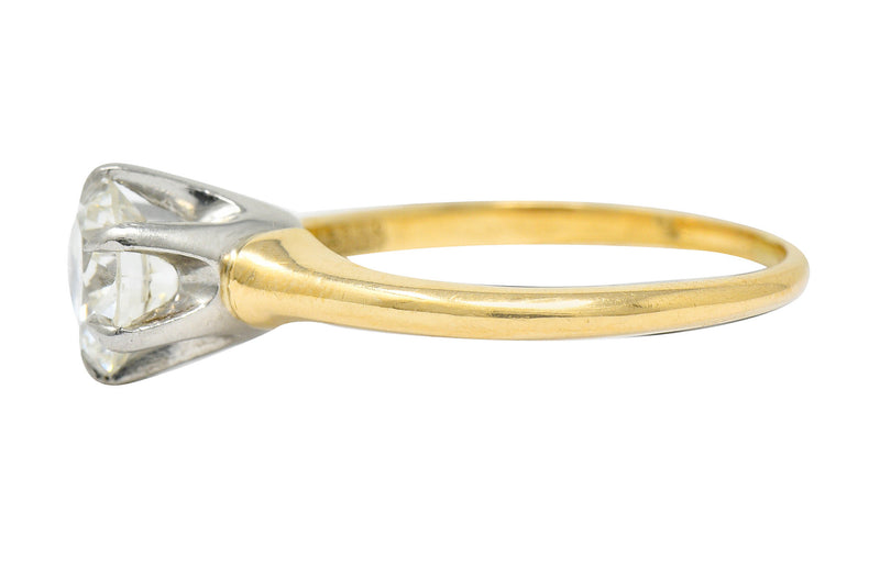 J.E. Caldwell 1.19 CTW Diamond 14 Karat Two-Tone Solitaire Engagement Ring GIARing - Wilson's Estate Jewelry