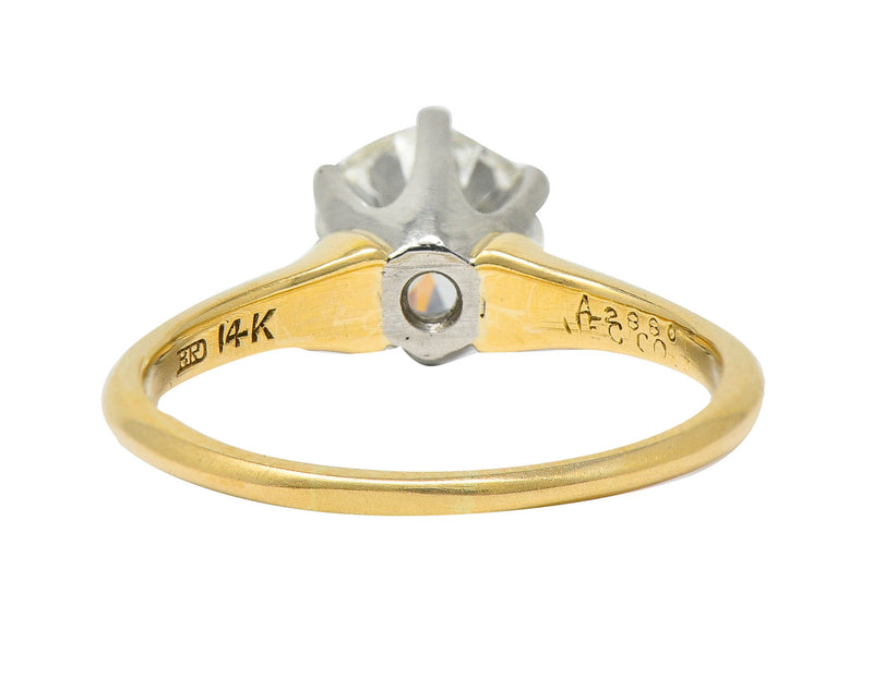J.E. Caldwell 1.19 CTW Diamond 14 Karat Two-Tone Solitaire Engagement Ring GIARing - Wilson's Estate Jewelry