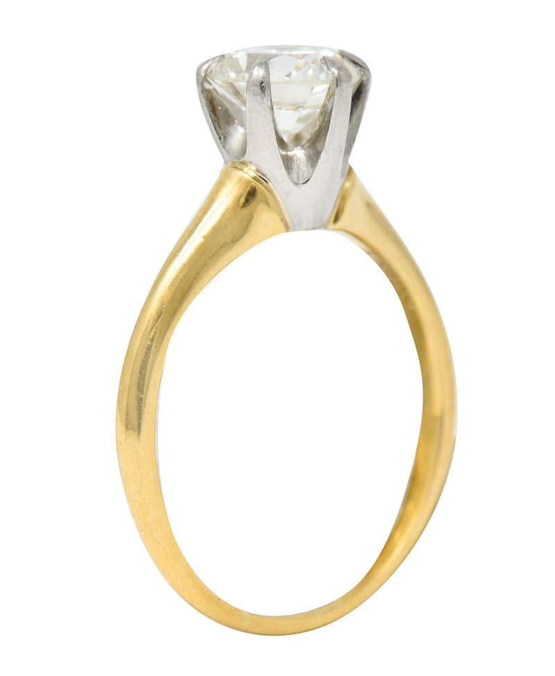 J.E. Caldwell 1.19 CTW Diamond 14 Karat Two-Tone Solitaire Engagement Ring GIARing - Wilson's Estate Jewelry