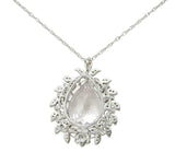Large Kunzite Diamond 18 Karat White Gold Foliate Cluster Pendant NecklaceNecklace - Wilson's Estate Jewelry