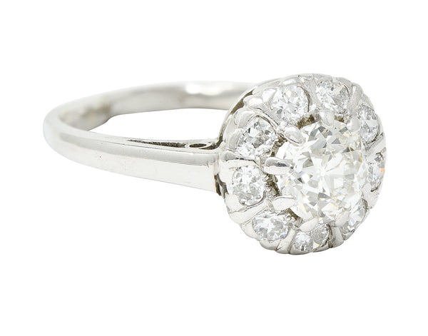 Art Deco 1.02 CTW Diamond Platinum Cluster Engagement RingRings - Wilson's Estate Jewelry