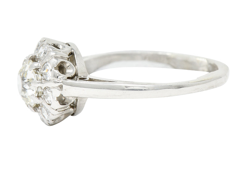 Art Deco 1.02 CTW Diamond Platinum Cluster Engagement RingRings - Wilson's Estate Jewelry