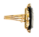 Victorian Diamond Carved Onyx Agate 18 Karat Gold Athena RingRing - Wilson's Estate Jewelry