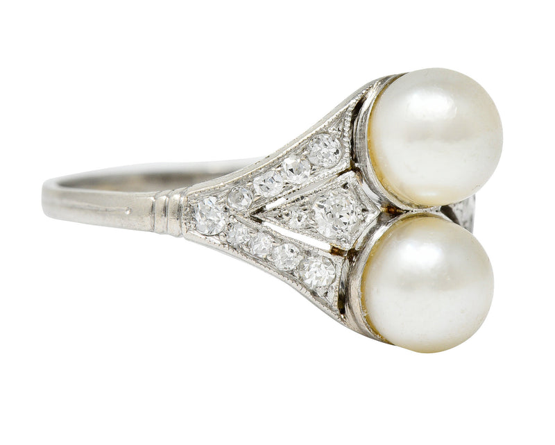 Art Deco Diamond Pearl Platinum Band Ring Circa 1930Ring - Wilson's Estate Jewelry