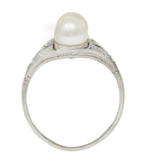 Art Deco Diamond Pearl Platinum Band Ring Circa 1930Ring - Wilson's Estate Jewelry
