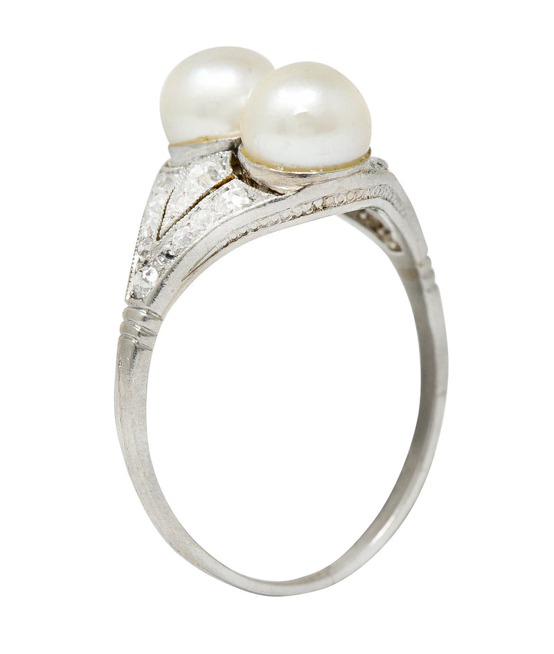 Art Deco Diamond Pearl Platinum Band Ring Circa 1930Ring - Wilson's Estate Jewelry