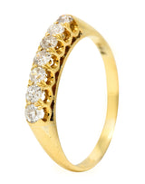 1940's Retro 0.35 Diamond 14 Karat Yellow Gold Vintage Fishtail Stacking Band Ring Wilson's Estate Jewelry