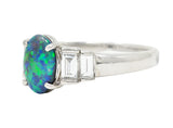 Black Opal Cabochon 0.47 CTW Diamond Platinum Gemstone RingRings - Wilson's Estate Jewelry