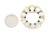 Tiffany & Co. Retro Sapphire Moonstone 14 Karat Gold Wreath BroochBrooches & Lapel Pins - Wilson's Estate Jewelry