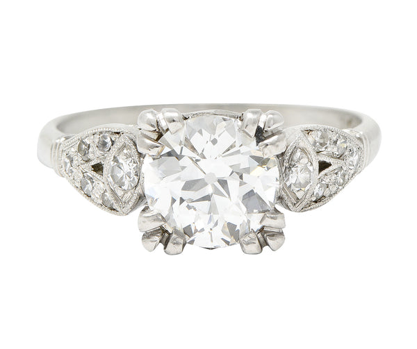 Art Deco 1.33 CTW Old European Diamond Platinum Engagement Ring Wilson's Estate Jewelry