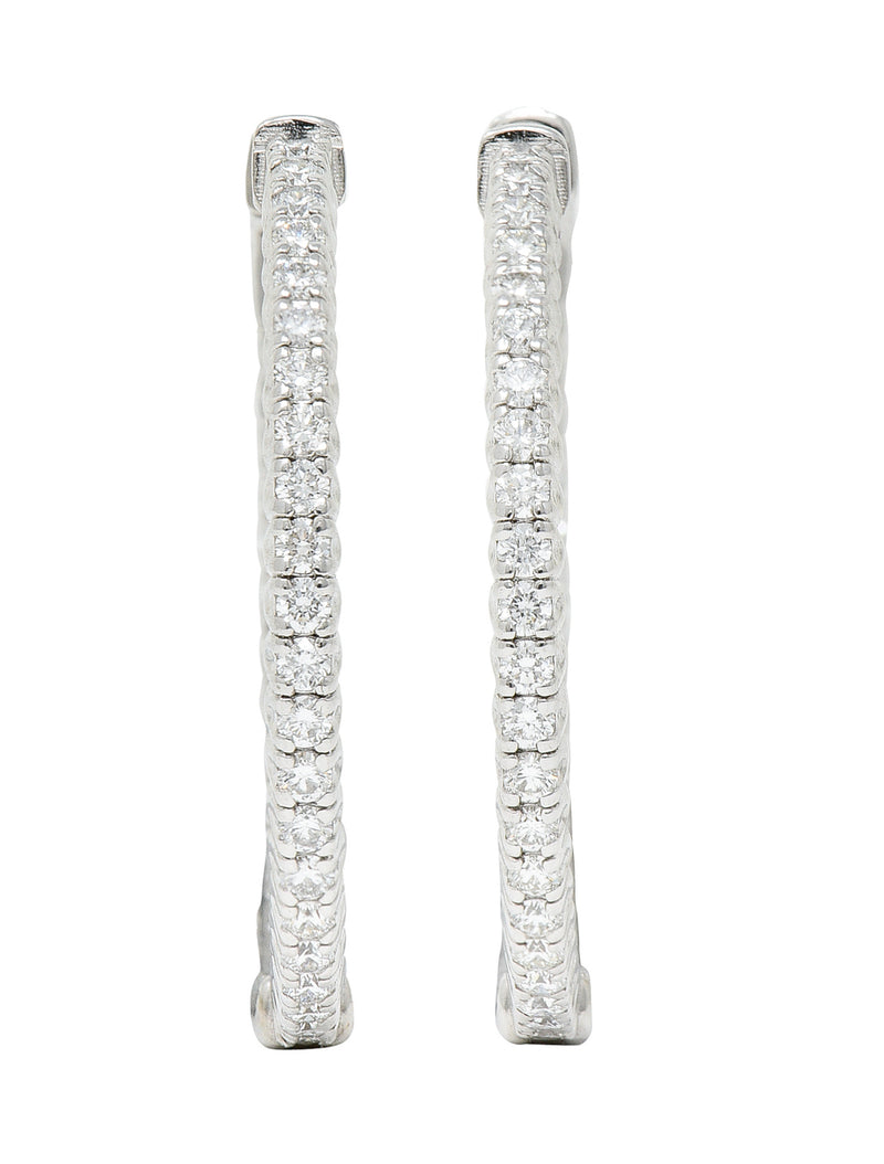 1.50 CTW Diamond 14 Karat White Gold Inside Out 30 MM Hoop EarringsEarrings - Wilson's Estate Jewelry