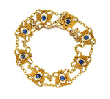 Art Nouveau 2.25 CTW Sapphire 18 Karat Yellow Gold Serpent Dragon Link BraceletBracelets - Wilson's Estate Jewelry