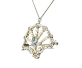 1910 Frank Walter Lawrence Pearl Diamond Platinum Fanned Pendant Brooch NecklaceNecklace - Wilson's Estate Jewelry