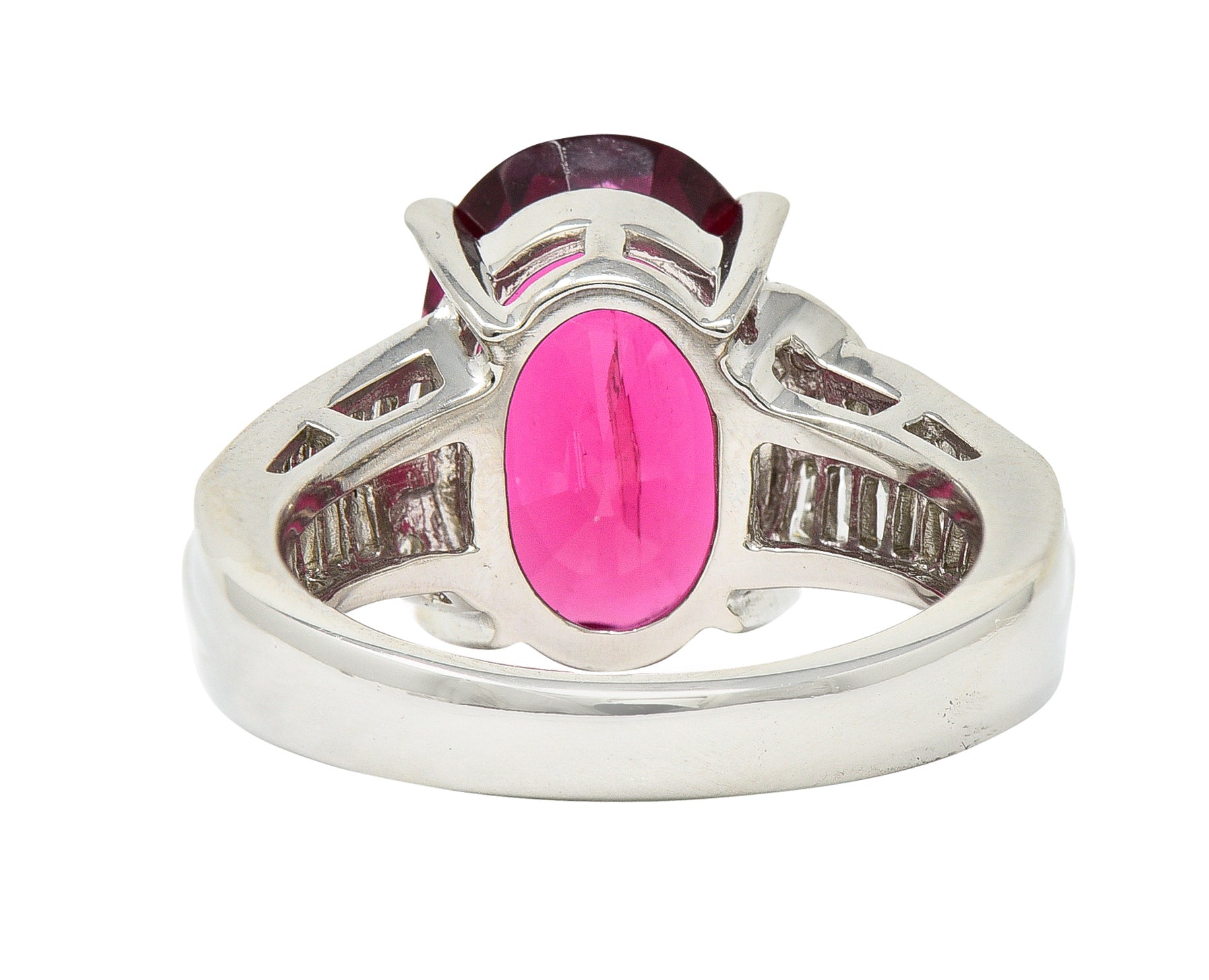 Contemporary 7.54 CTW Rubellite Tourmaline Diamond Platinum Cocktail RingRings - Wilson's Estate Jewelry