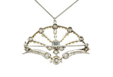 1910 Frank Walter Lawrence Pearl Diamond Platinum Fanned Pendant Brooch NecklaceNecklace - Wilson's Estate Jewelry