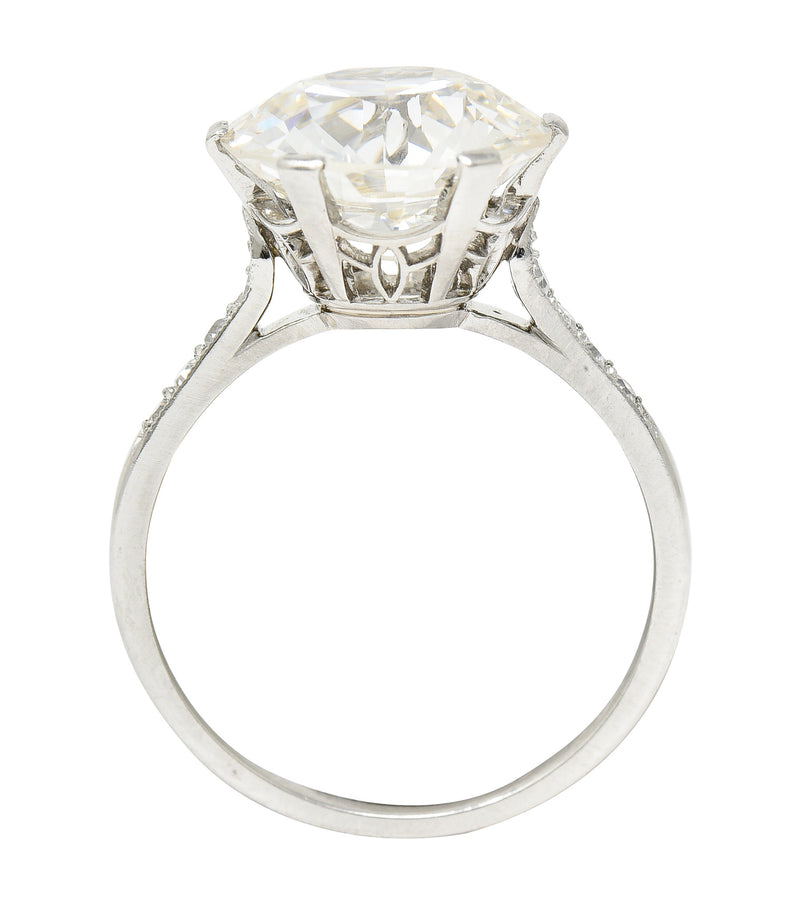 Art Deco 5.12 CTW Old European Cut Diamond Platinum Foliate Vintage Engagement Ring GIA Wilson's Estate Jewelry
