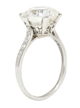 Art Deco 5.12 CTW Old European Cut Diamond Platinum Foliate Vintage Engagement Ring GIA Wilson's Estate Jewelry