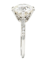 Art Deco 5.12 CTW Old European Cut Diamond Platinum Foliate Vintage Engagement Ring GIA Wilson's Estate Jewelry