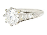 Art Deco 2.46 CTW Old European Cut Diamond Platinum Lotus Vintage Engagemqent Ring GIA Wilson's Estate Jewelry