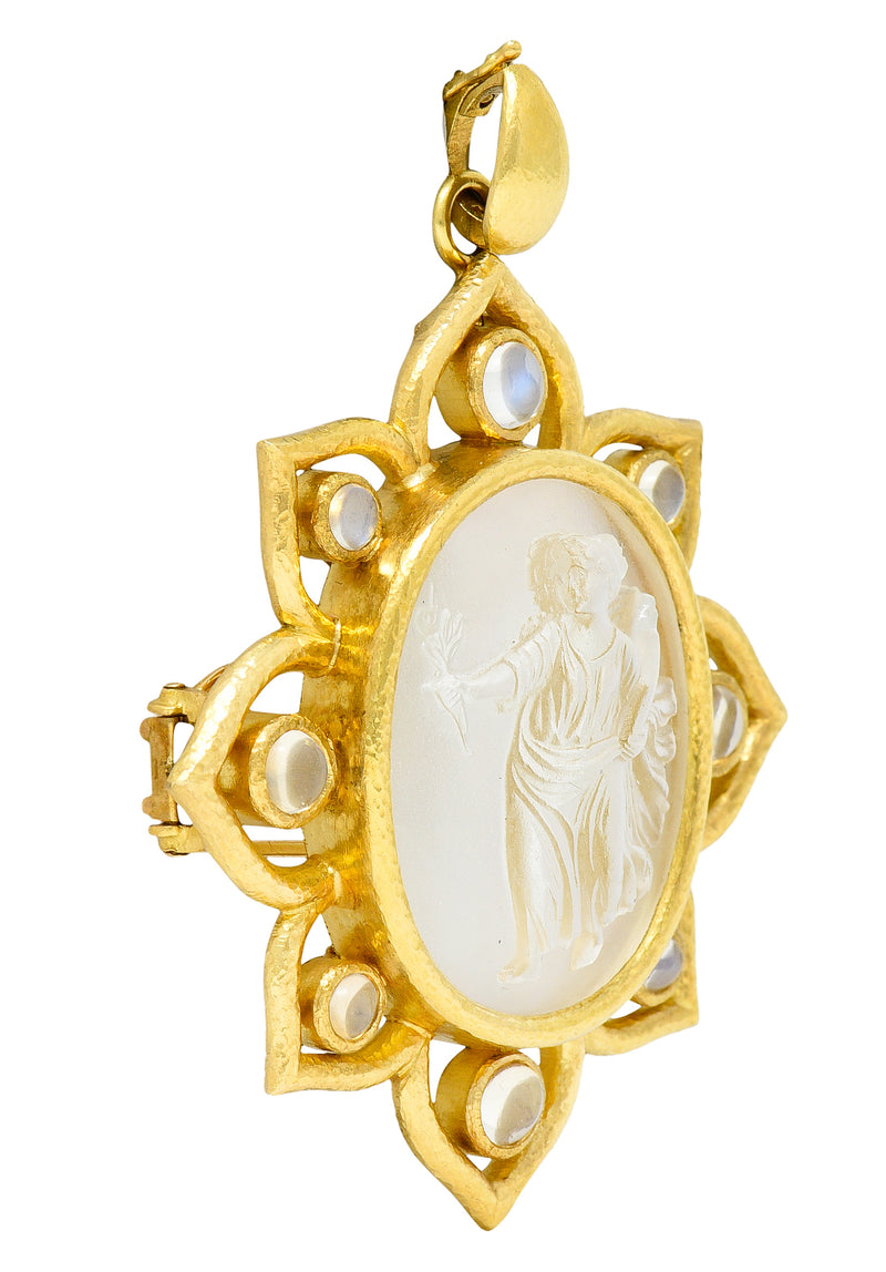 Elizabeth Locke Moonstone Venetian Glass Mother-Of-Pearl 18 Karat Gold Goddess Enhancer Pendant BroochBrooches & Lapel Pins - Wilson's Estate Jewelry