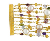 Marco Bicego Italian Multi-Gem Peridot Pearl 18 Karat Gold Paradise Strand Braceletbracelet - Wilson's Estate Jewelry
