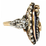 Victorian Enamel Diamond Silver-Topped 14 Karat Gold Crown RingRing - Wilson's Estate Jewelry