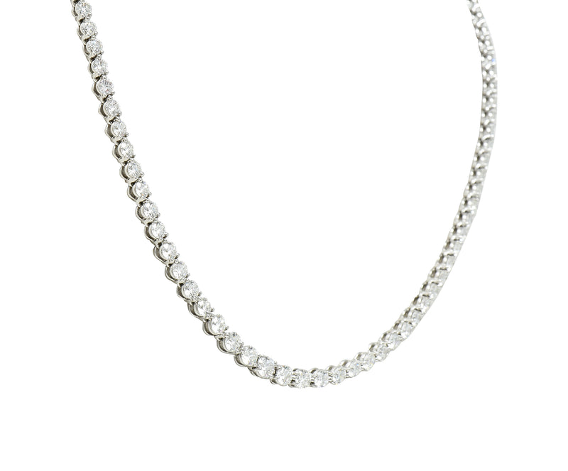 Tiffany & Co. Diamond Platinum Floral Victoria Graduated Line Riviera Necklace Wilson's Estate Jewelry