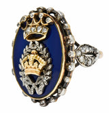 Victorian Enamel Diamond Silver-Topped 14 Karat Gold Crown RingRing - Wilson's Estate Jewelry