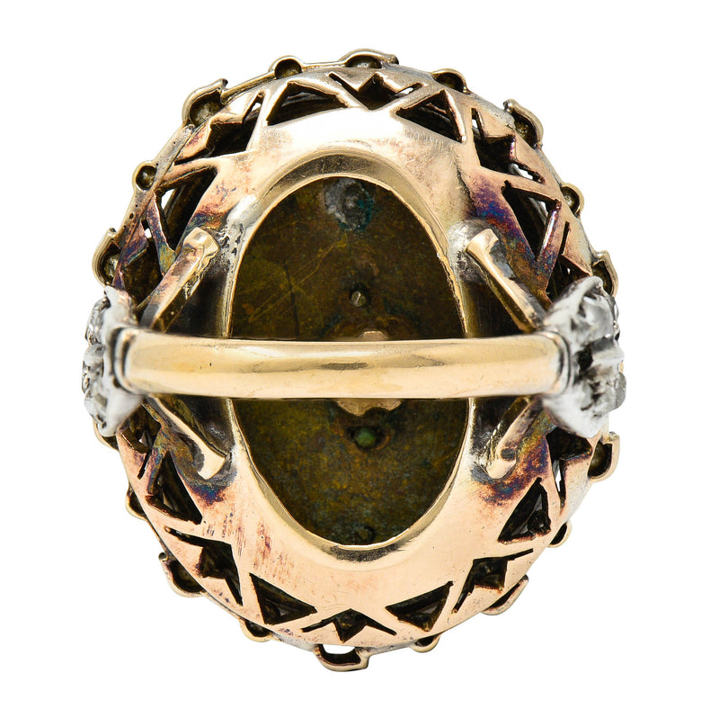 Victorian Enamel Diamond Silver-Topped 14 Karat Gold Crown RingRing - Wilson's Estate Jewelry
