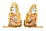 Tiffany & Co. Retro Diamond 18 Karat Two-Tone Gold Platinum Flower Clip BroochesBrooches & Lapel Pins - Wilson's Estate Jewelry