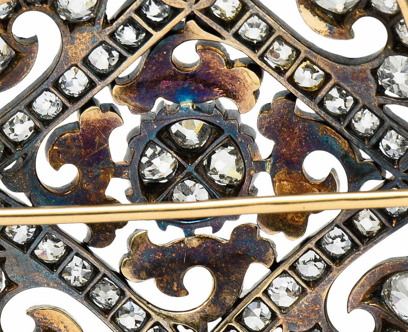 Russian 9.30 CTW Diamond Silver-Topped 14 Karat Gold Statement BroochBrooch - Wilson's Estate Jewelry