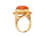 Retro Coral Cabochon 14 Karat Gold Floral Statement RingRing - Wilson's Estate Jewelry