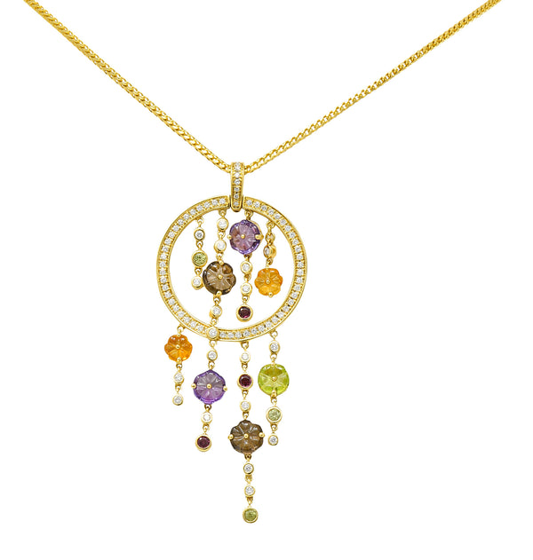 Di Modolo Italian 0.85 CTW Diamond 18 Karat Gold Tempia Floral Enhancer Pendant NecklaceNecklaces - Wilson's Estate Jewelry