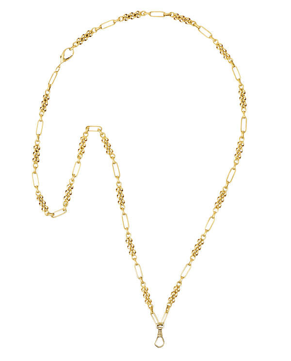Victorian 18 Karat Yellow Gold Woven Twist Antique Chain Link Necklace Wilson's Estate Jewelry
