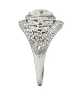 1920's Early Art Deco 2.12 CTW Diamond Platinum Laurel Band Ring GIARing - Wilson's Estate Jewelry