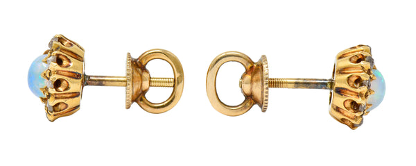 Victorian Opal Diamond 14 karat Gold Cluster Stud EarringsEarrings - Wilson's Estate Jewelry
