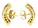 1990's Vintage Amethyst Tourmaline Citrine Topaz Multi-Gem 18 Karat Yellow Gold Half Hoop Gemstone Earrings Wilson's Estate Jewelry