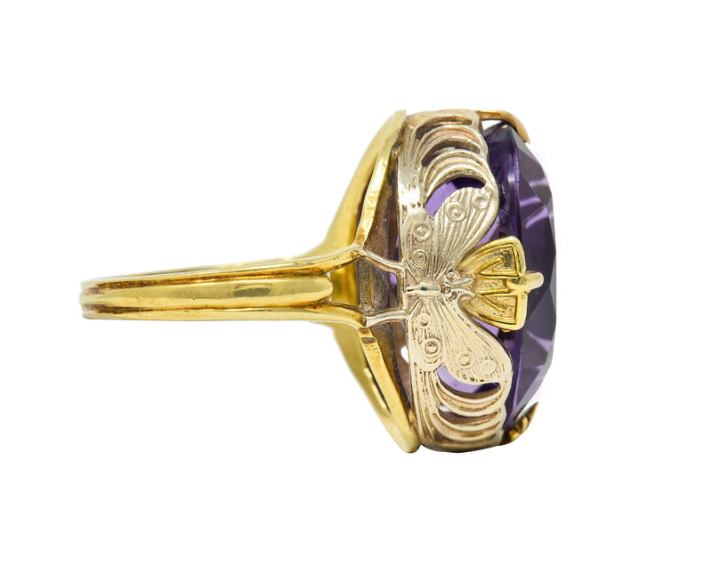 Art Nouveau Amethyst 14 Karat Two-Tone Gold Butterfly Statement RingRing - Wilson's Estate Jewelry