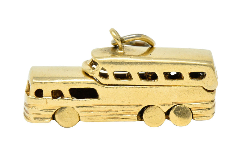 Retro 14 Karat Gold Articulated Scenicruiser Greyhound Bus Charmcharm - Wilson's Estate Jewelry