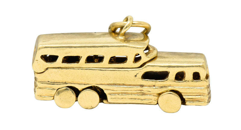 Retro 14 Karat Gold Articulated Scenicruiser Greyhound Bus Charmcharm - Wilson's Estate Jewelry