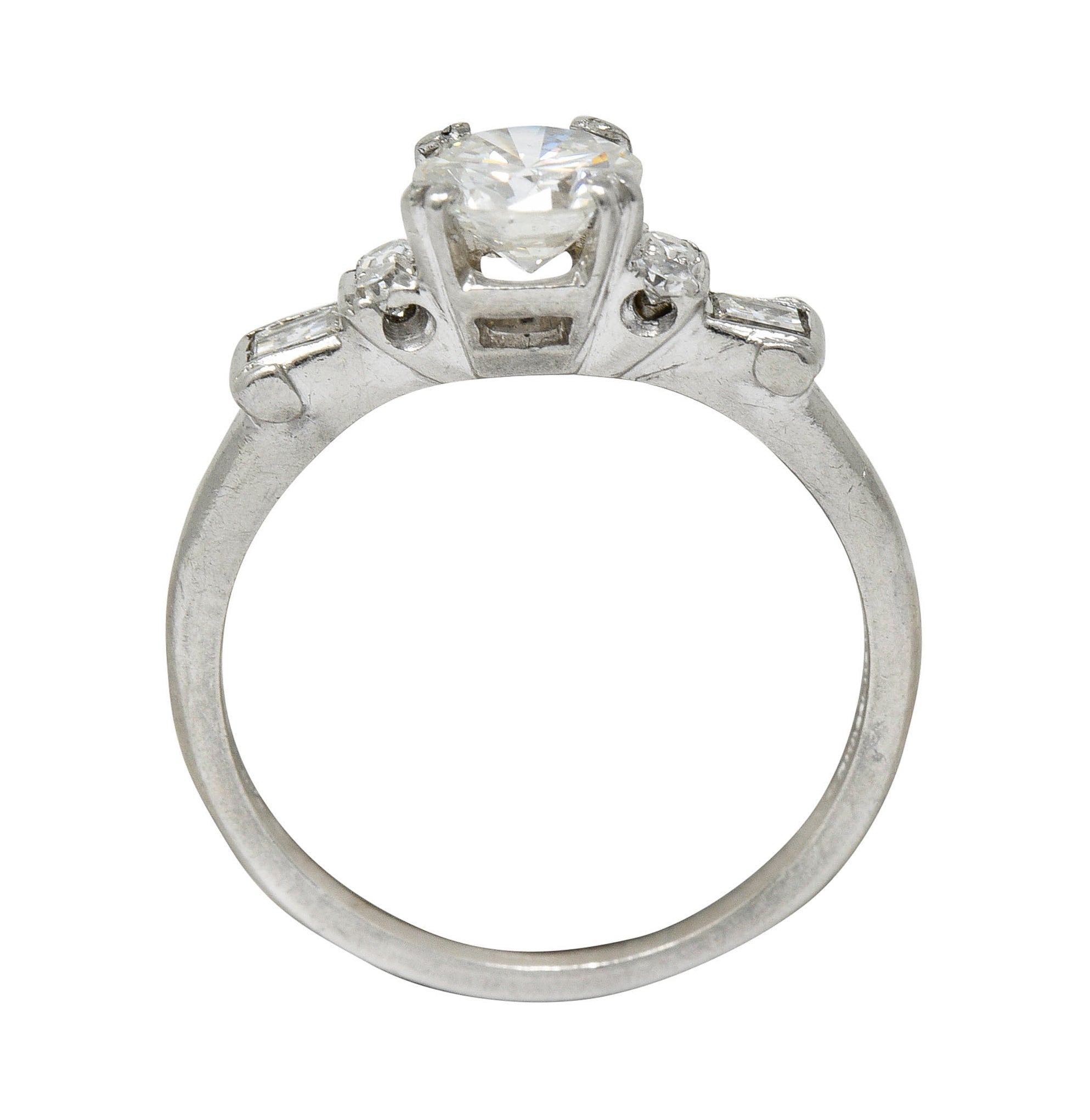 1940's C.D. Peacock 0.95 CTW Diamond Platinum Engagement Ring GIARing - Wilson's Estate Jewelry