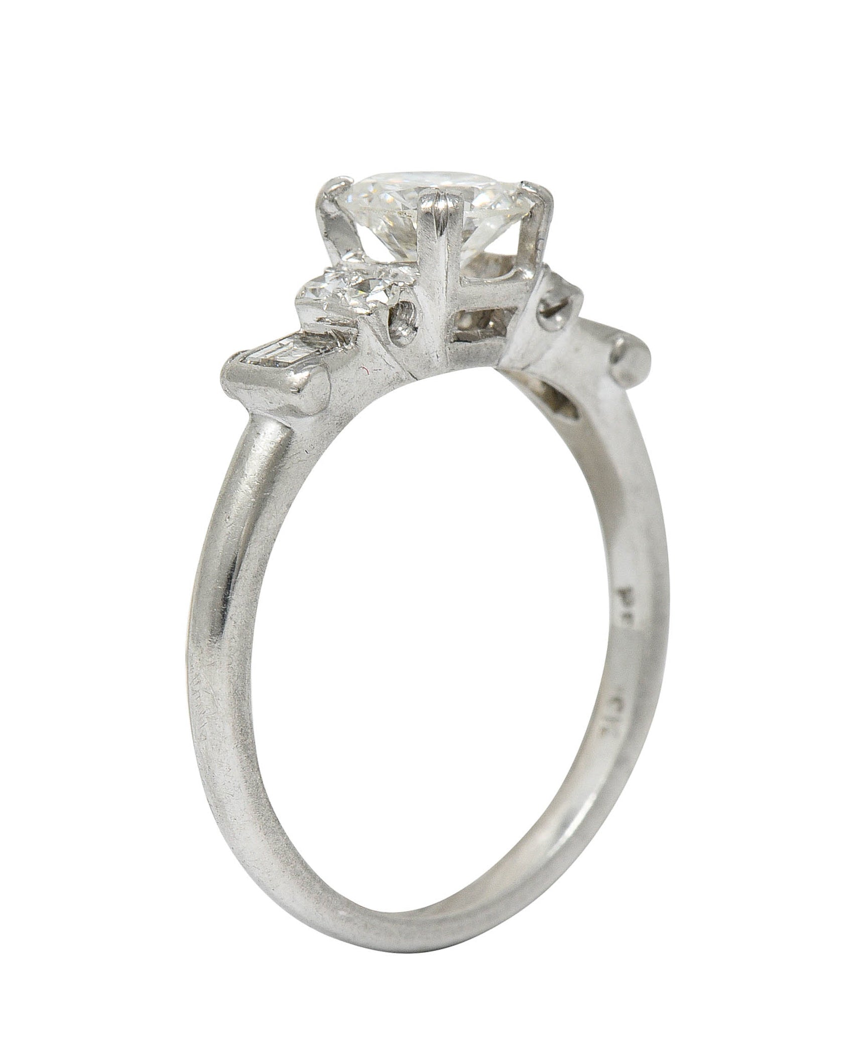 1940's C.D. Peacock 0.95 CTW Diamond Platinum Engagement Ring GIARing - Wilson's Estate Jewelry