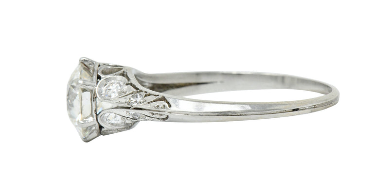 Early Art Deco 1.58 CTW Diamond Platinum Lotus Engagement RingRing - Wilson's Estate Jewelry