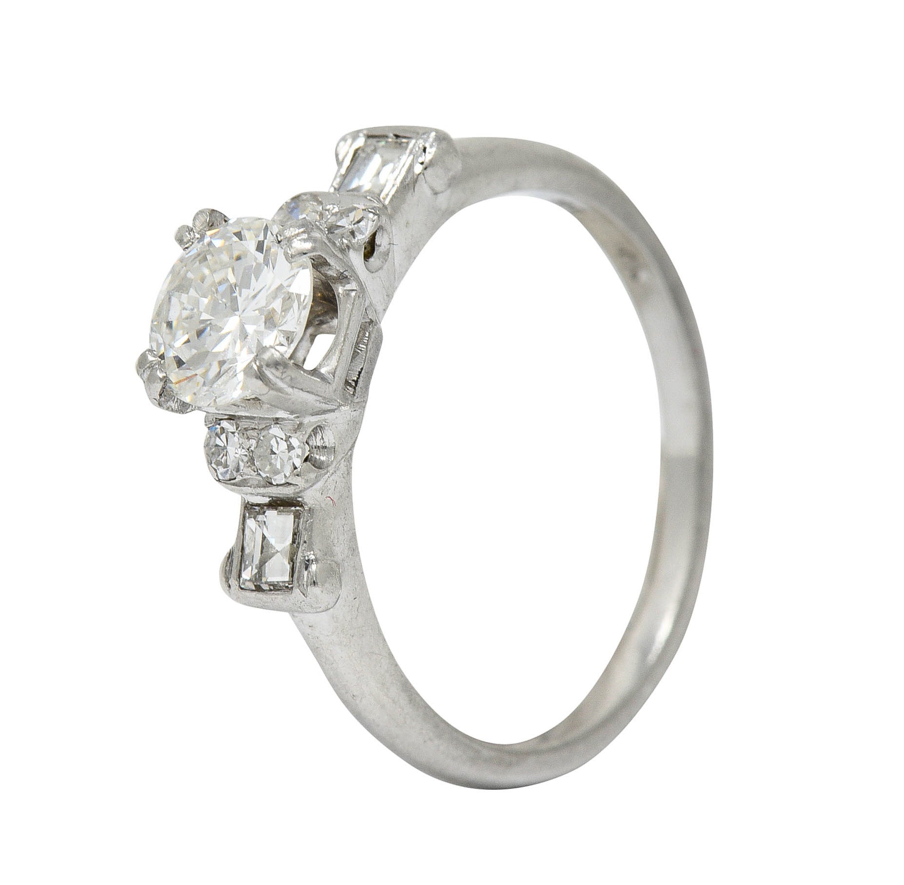 1940's C.D. Peacock 0.95 CTW Diamond Platinum Engagement Ring GIARing - Wilson's Estate Jewelry