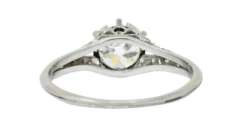 Early Art Deco 1.58 CTW Diamond Platinum Lotus Engagement RingRing - Wilson's Estate Jewelry